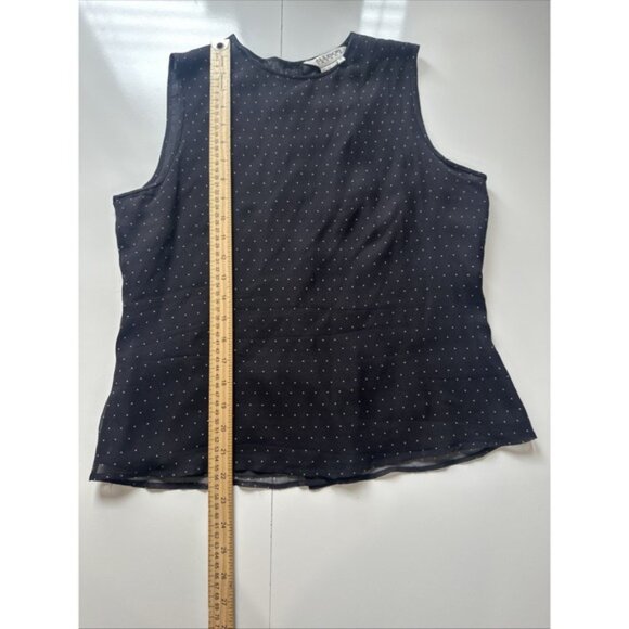 Allison Taylor woman 100% silk Skirt & Blouse Black with Beige Polka Dots SIZE M - Picture 4 of 9